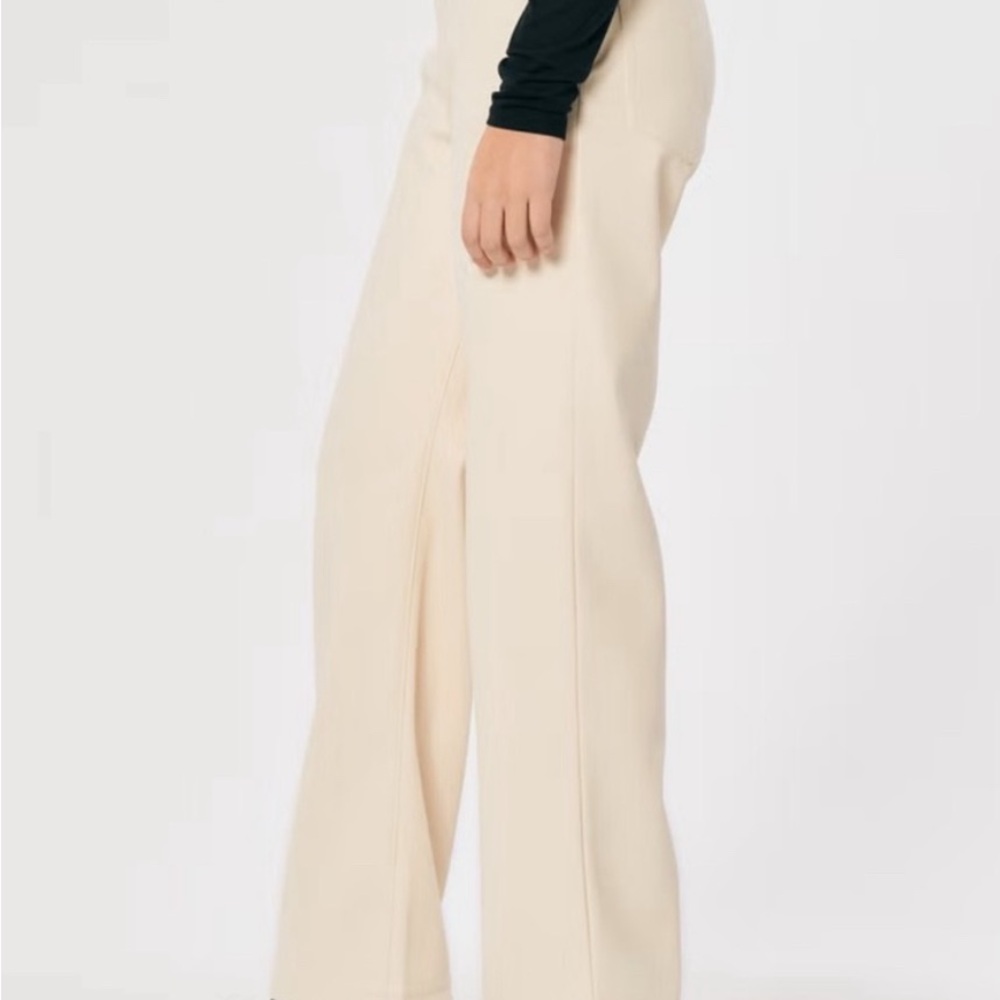 Hollister Cream Faux Leather Women's “Dad” Pants - Picture 2 of 7